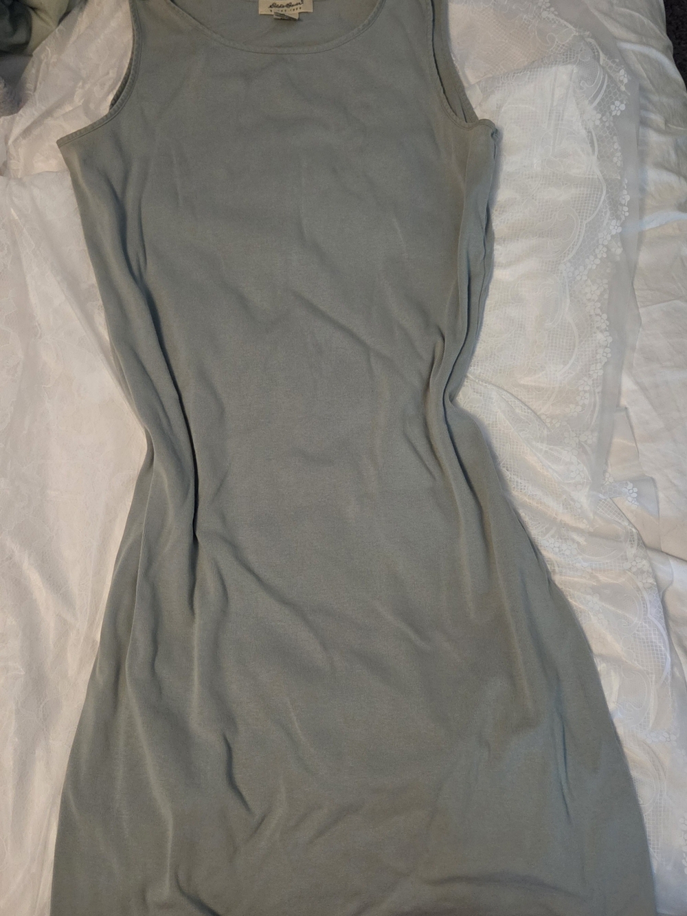 Vintage Eddie Bauer Sleeveless Scoop Neck Dress in Soft Sage